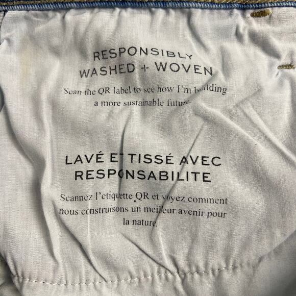 FRAME Denim Le Garçon Crop Jeans Light Wash Distressed Knees Raw Hem Size 30 - Picture 6 of 9